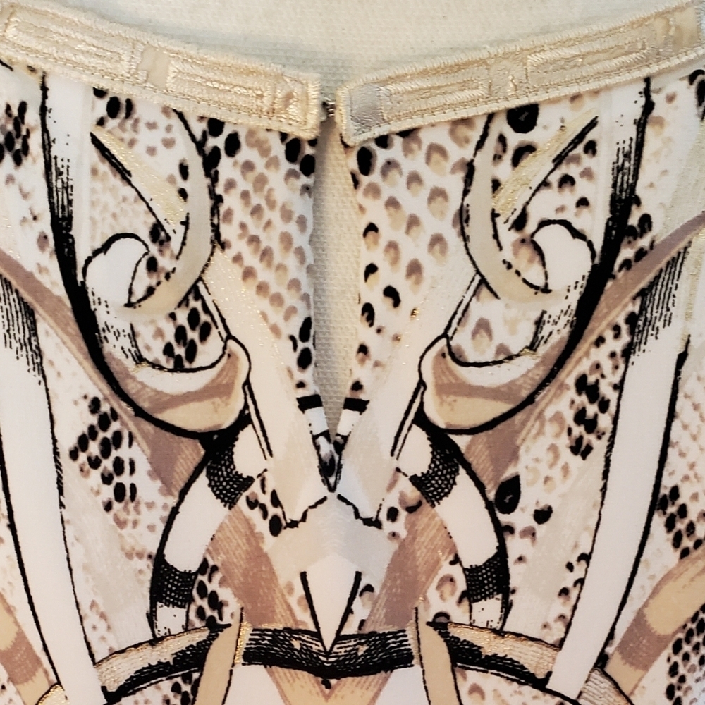 White House Black Market Halter Snakeskin Print Blouson Dress White Gold Size S - Picture 5 of 9